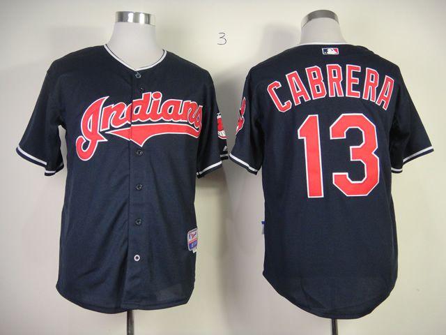 Men Cleveland Indians 13 Cabrera Blue MLB Jerseys